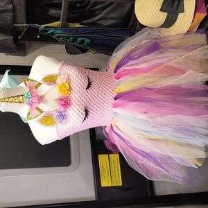 Light Up Unicorn Princess Kids Costume - Pink/Multicolor W/ Light Up Headpiece